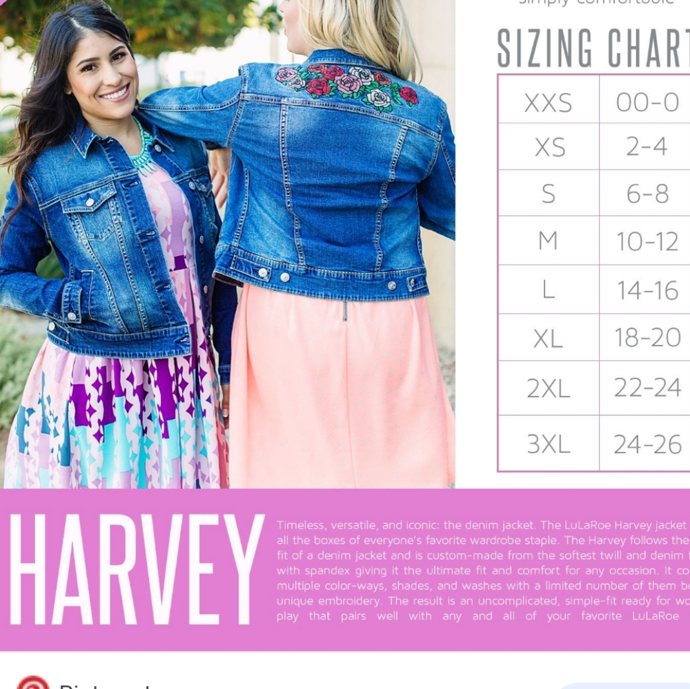 Lularoe Light Pink Rose Harvey Jacket Jean Jacket - Picture 5 of 5